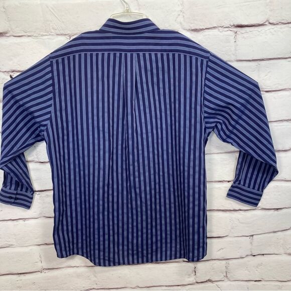 Van Heusen Mens Blue Striped Broadcloth Button Up Long Sleeve Shirt w/Pocket XL - Picture 2 of 10